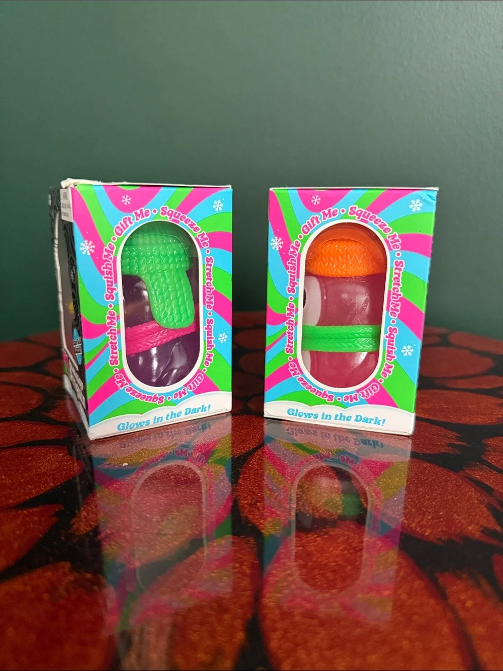 2- Pack HTF Needoh Polar Glow Penguins - Green & Orange Hats